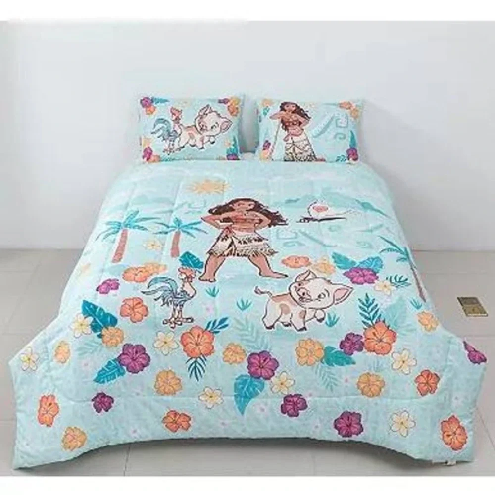 Disney Moana 2 Piece Mint Green Tropical Twin Size Comforter / Sham Set